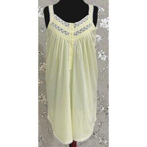 SoieRose 100% Cotton Light Yellow Sleeveless Nightgown with Straps - SR-1101